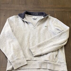 Lacoste Light Gray Quarter-Zip Pullover